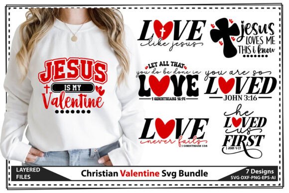 Christian Valentine Svg Bundle and T-Shirt Designs