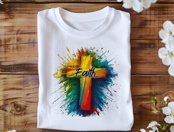 Colorful Cross Png, Abstract Christian for T-Shirt Designs