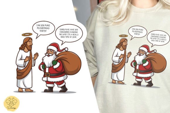 Funny Christmas Jesus Santa Claus PNG for T-Shirt Designs
