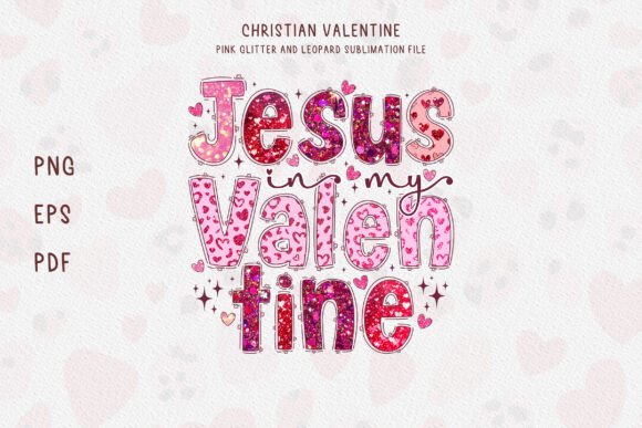 Jesus Pink Valentine Glitter Leopard PNG