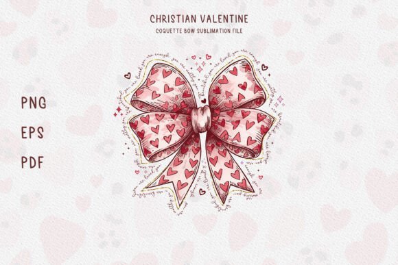 Valentine Jesus Coquette Bow Heart PNG for T-Shirt Designs